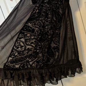 3x/4x Black Gauze & Burnout Velvet Nighty